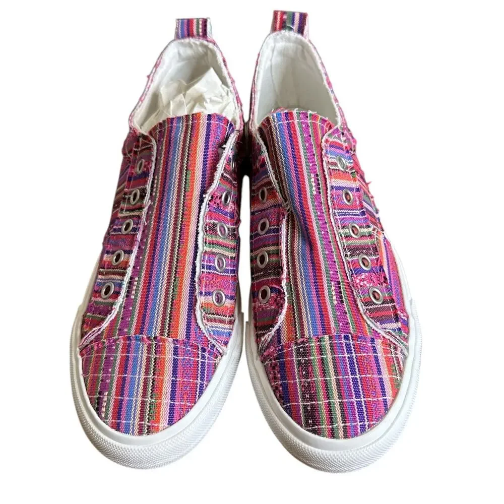 Gypsy Jazz Shoes Womens 10‎ Pink Striped Multicolor Pull-on Pedra Sneakers NEW